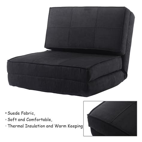 WELLFOR CY Foldable Lazy Sofa Chair Black Contemporary/Modern Suede ...