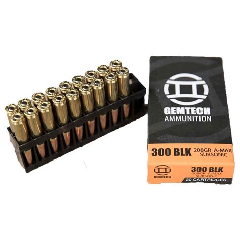 Gemtech Subsonic 300 AAC Blackout 208Gr Rifle Ammo - 20 Rounds ...