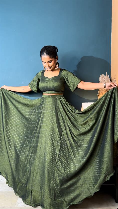 Mehendi Green 3 Piece Lehenga Set – Navya Dachepally