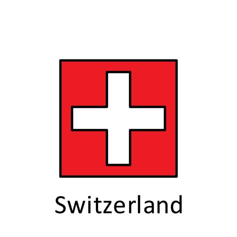 National flag of Switzerland in simple colors with name vector icon ...