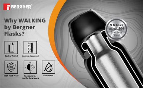 Buy Bergner Walking 450 ml Thermo Steel Bottle/Flask, Hot/Cold, Vacuum ...