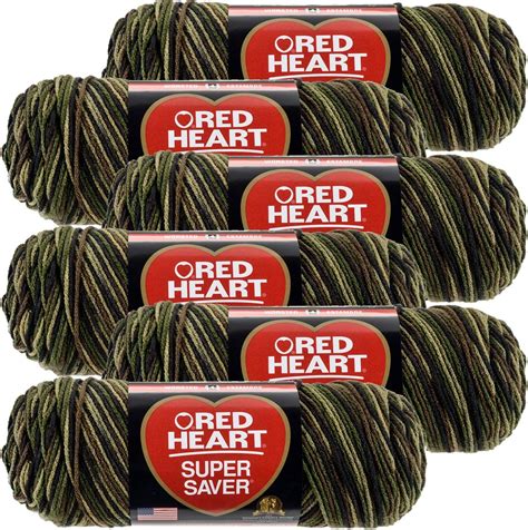 Amazon.com: Red Heart Camouflage Super Saver Yarn 6/Pk 6 Pack