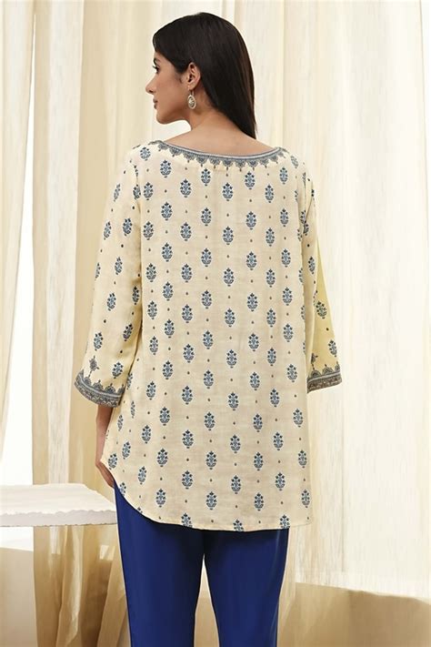 Buy Beige Printed Straight Short Kurta Online at Biba Global