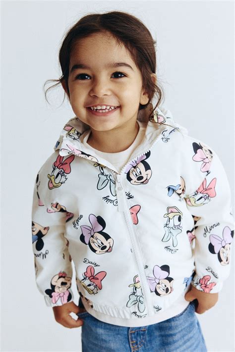 Fleece-lined jacket - White/Minnie Mouse - Kids | H&M IN