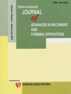 Buy International Journal of Advances in Machining and Forming ...