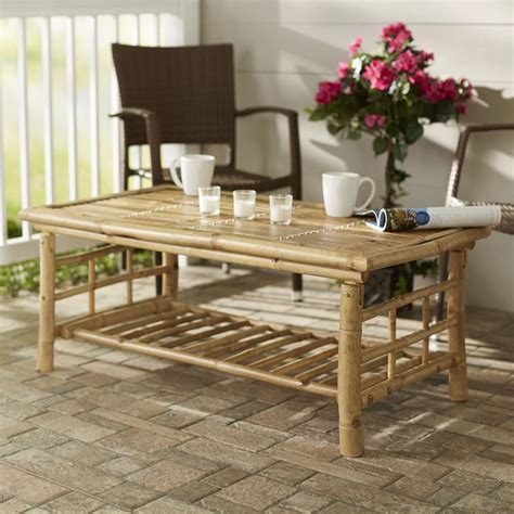 Glass Top Coffee Table With Bamboo