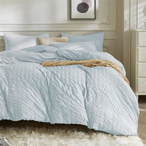 Amazon.com: JELLYMONI Baby Blue Duvet Cover King Size, 3pcs Washed ...