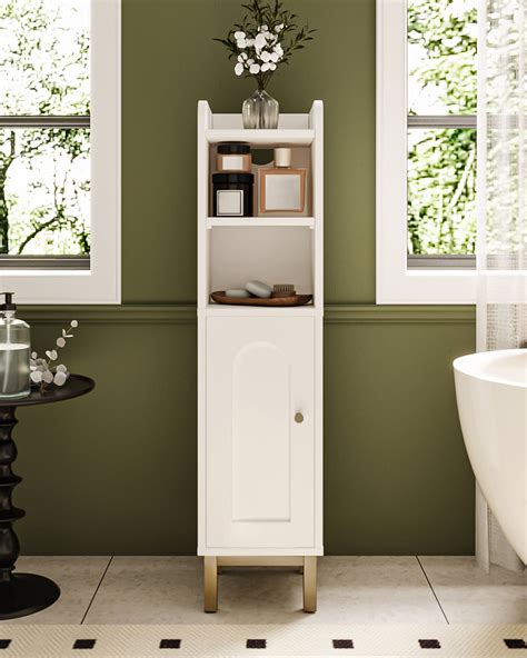 Mercer41 Bathroom Storage Cabinet, Small Corner Floor Cabinet with Door ...