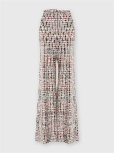 Bouclé checkered trousers with sequins