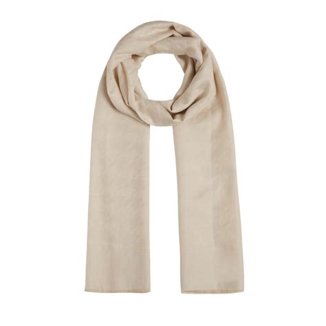 Cream Houndstooth Cotton Silk Scarf | Ipekevi