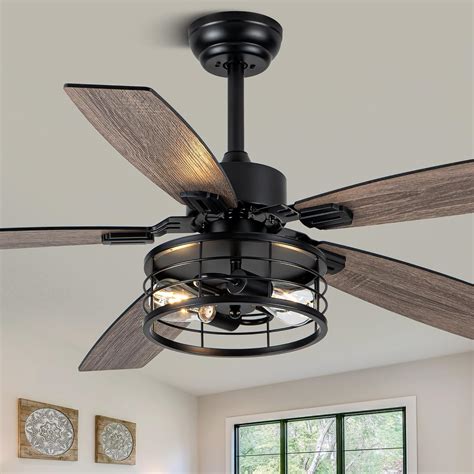 Amazon.com: 52" Ceiling Fans with Lights, Modern Farmhouse Caged ...
