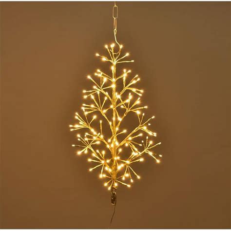 Queens of Christmas WM-TR02-LWW 2 ft. LED Tree Wall Mount, Gold ...