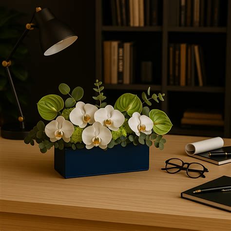 Blue Faux Leather Rectangular Flower Vase – casabotanical