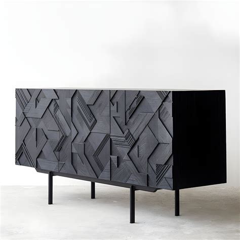 Black Wood Buffet Table with Cabinet Included and Shelves Included ...