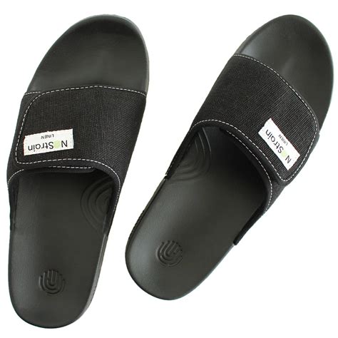 Linen Sugar Sliders - Midnight Black Sliders for Men - Nostrain
