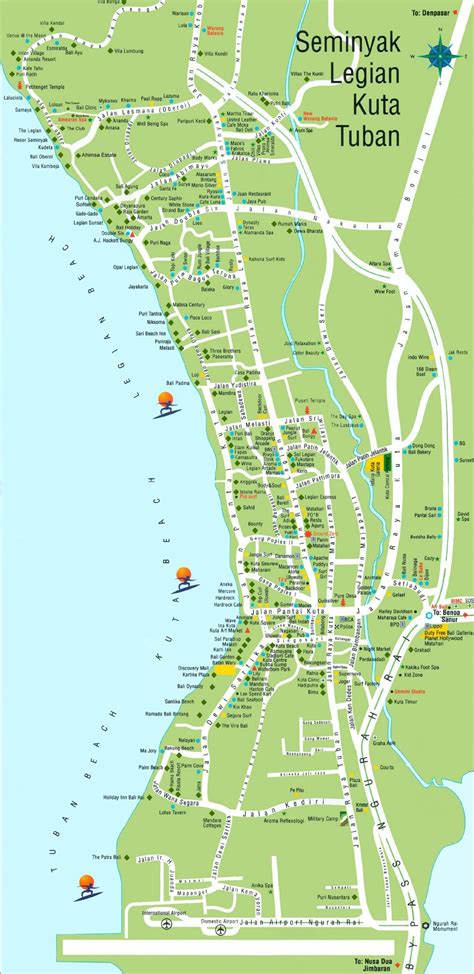 Map Of Kuta Beach Bali