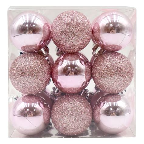 27 Count Pink Mix Shatterproof Ornaments 1.6" | Holiday Decor | At Home