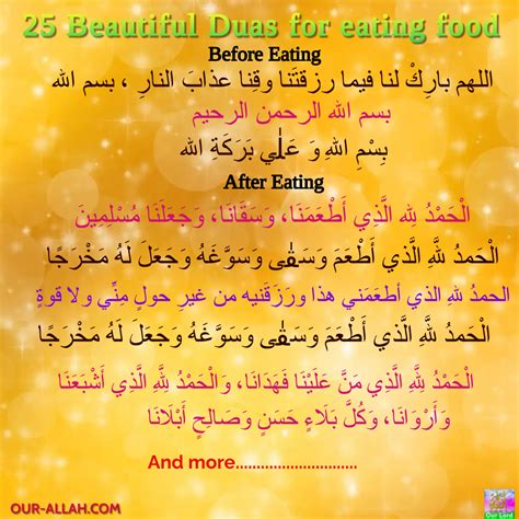 25 Beautiful duas before eating and after eating - Ya Allah