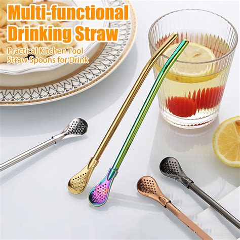 Hariumiu Stainless Steel Straw Spoon for Drinks Reusable Tea Filter ...
