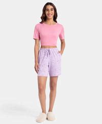 Buy Super Combed Cotton Relaxed Fit Printed Sleep Shorts with Side ...