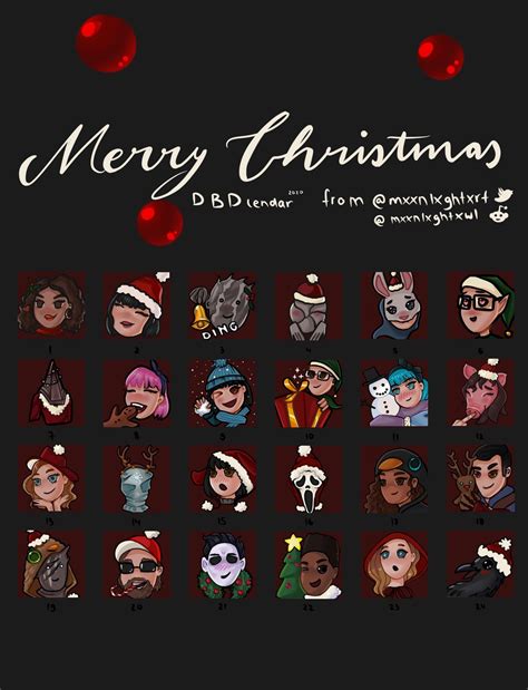 [OC] Merry Christmas!! Here is a recap of my DbD advent calendar, i ...