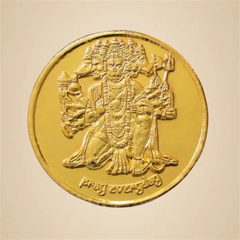 Pray Everyday Panchmukhi Hanuman Ji Golden Plated Coin (Pack of 2 Coins ...