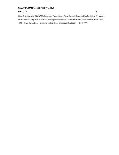 CS2302 Unit IV Notes: Medium Access Control Protocols and Flow Control ...