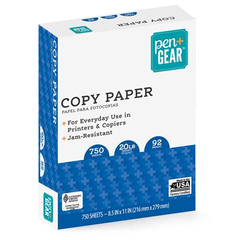 Pen + Gear Copy Paper, White, 8.5 x 11, 20 lb, 92 Bright, 750 Sheets ...