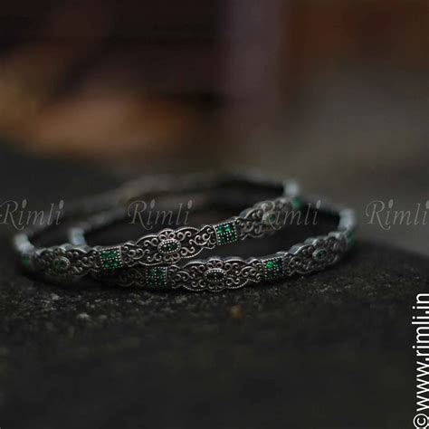 Ethnic Green Silver Bangles
