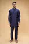 Buy Blue Cotton, Silk Bandhgala Set For Men by Spring Break Online at ...