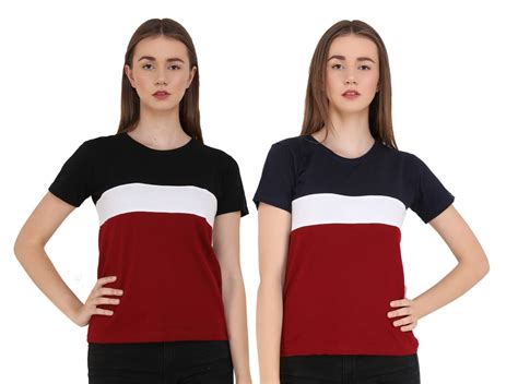 Buy Reifica Women Tshirt Combo Pack of 2 | Regular Fit Half Sleeves ...