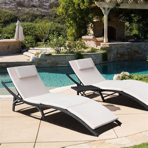 Buy Devoko Patio Chaise Lounge Sets Outdoor Rattan Adjustable Back 3 ...