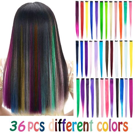 SAYFUT Colored Clip in Hair Extensions, Colorful Straight Long Hair ...