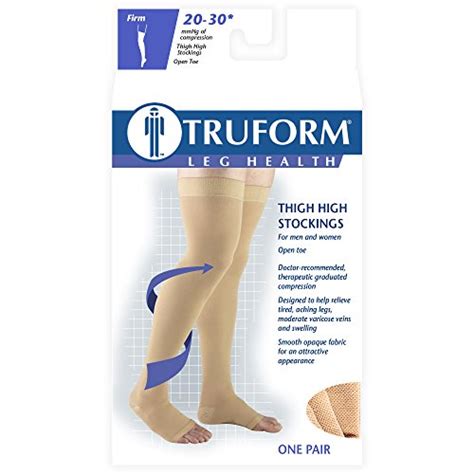 Truform 0868, Compression Stockings, Thigh High, Open Toe, 20-30 mmhg ...