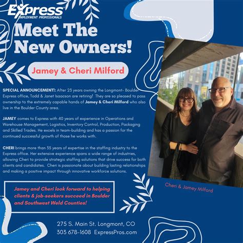 Meet the new owners of the Express Longmont/Boulder office: Jamey and ...