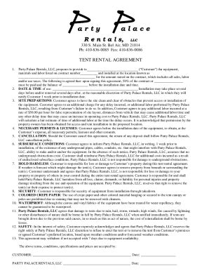 Fillable Online TENT RENTAL AGREEMENT Fax Email Print - pdfFiller