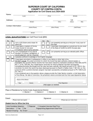 CA Grand Jury Questionnaire - County Of Contra Costa 2024-2026 - Fill ...