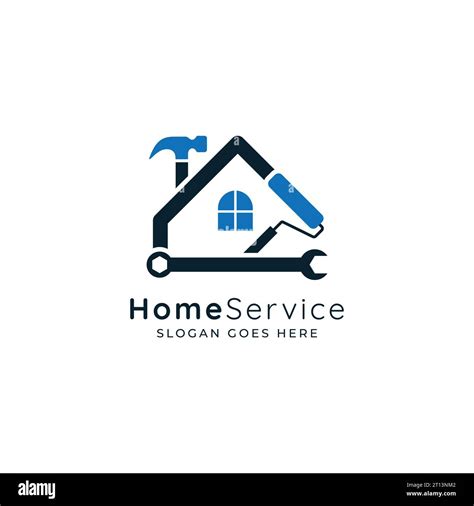 Home services logo, house maintenance and paint service logo design - house repair and ...