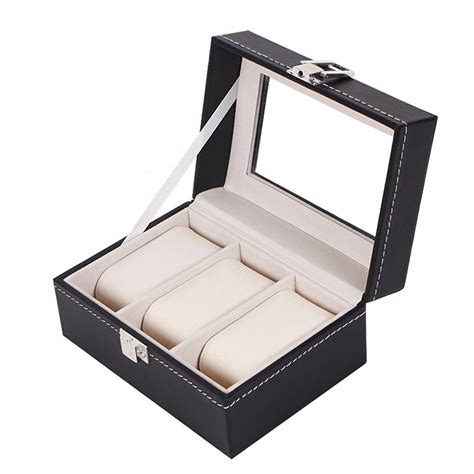 Kurtzy Wrist Watch Case Storage Box Display Organizer Faux Leather ...