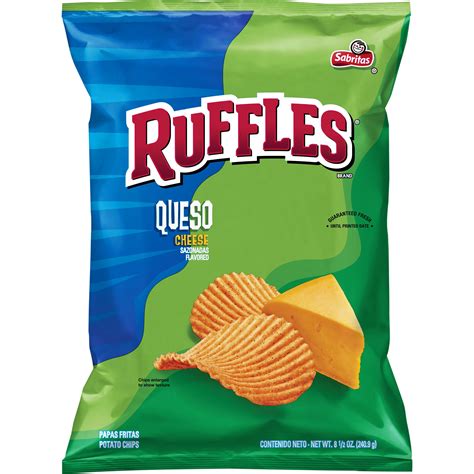 Ruffles Queso Cheese Flavored Potato Chips Snack Chips, 8.5 oz Bag ...