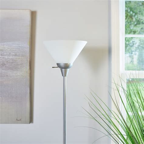 allen + roth Stanton 71-in Grey metallic Torchiere Floor Lamp with ...