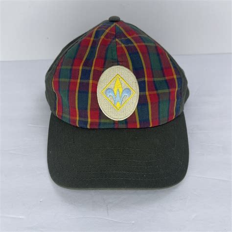 Webelos Hat Boy Scouts of America BSA Plaid Olive Green - M/L Hook And ...