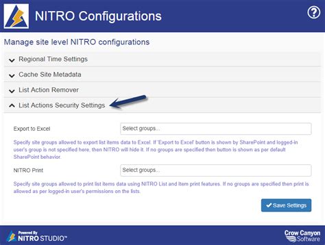 Site level NITRO configurations - Crow Canyon Software Support