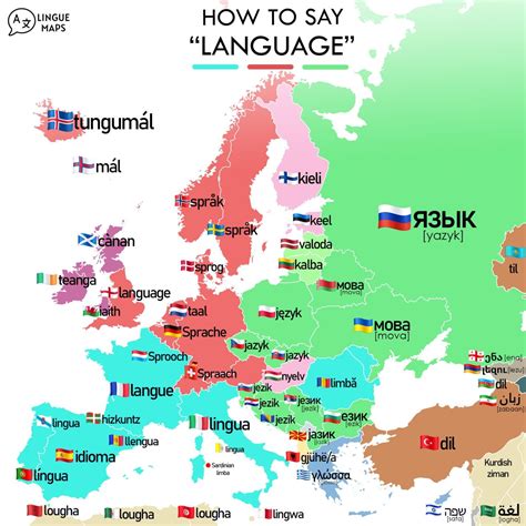Language" in European languages. by... - Maps on the Web