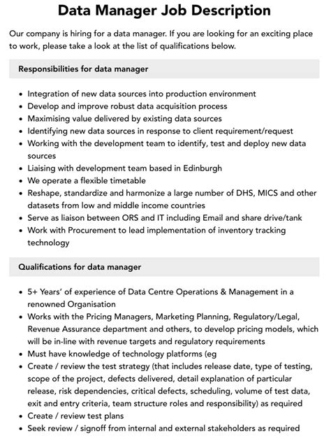 Image result for Data Manager Description