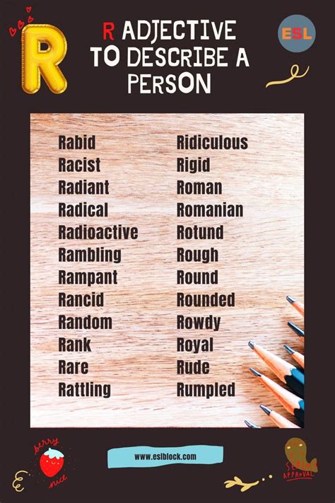 R Adjectives to Describe a Person | Adjectives, Positive adjectives ...