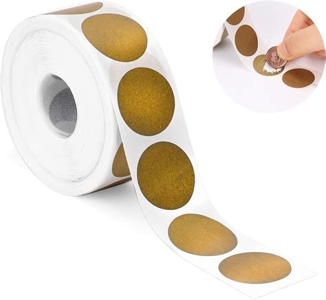 1000 Pcs Gold Round Scratch Off Stickers, 1 Inch Custom Stickers for DIY, Scratch Cards, Tickets ...