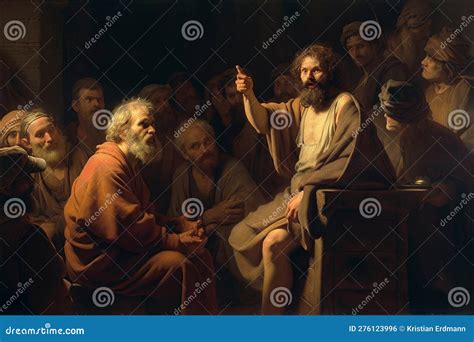 Socrates Preaching Philosophy In Athens, Digital Illustration ...