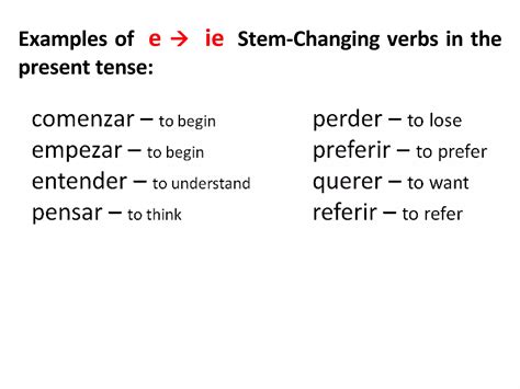 E-IE Stem-Changing Verbs in the Present Tense | PPT