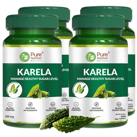 Pure Nutrition Karela 60 Veg Tablets (250mg) Momordica Charantia ...